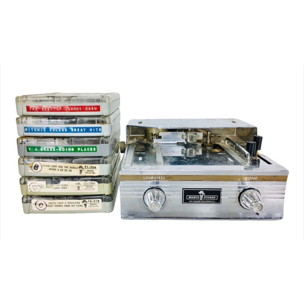 Vtg 1960's Muntz Car Stereo 4 Track Player and (6) 4 Track Tape Cassette…